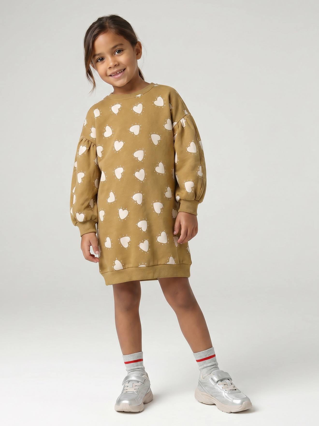 Robe courte fille olive