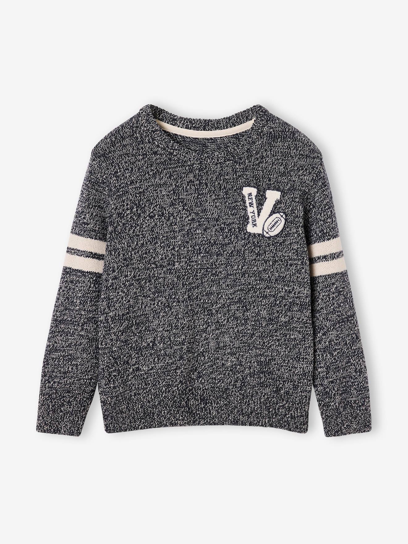 Pull garçon col rond manches longues lot bleu