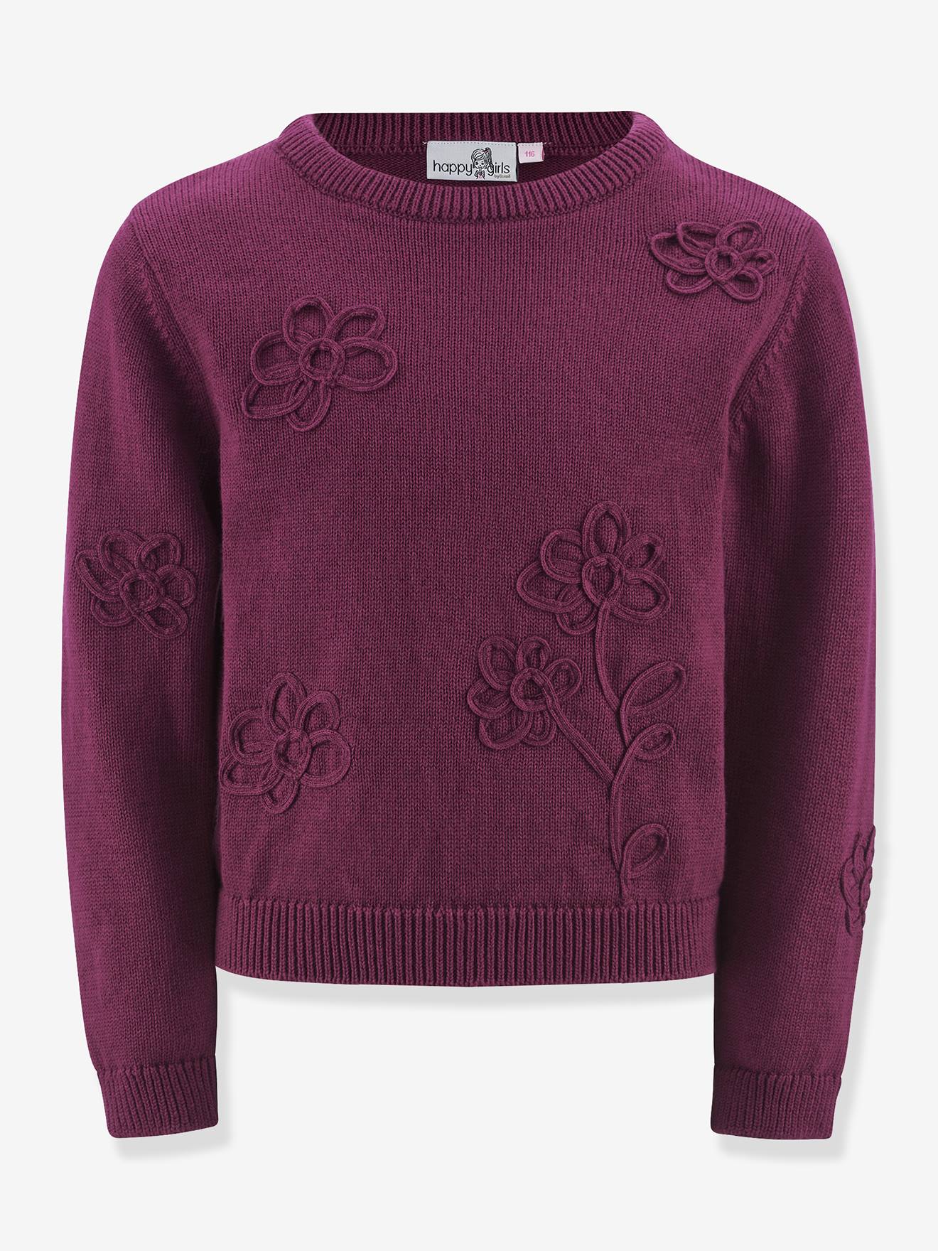 Pull avec fleurs fille Happy Girls bordeaux Pull avec fleurs fille Happy Girls bordeaux