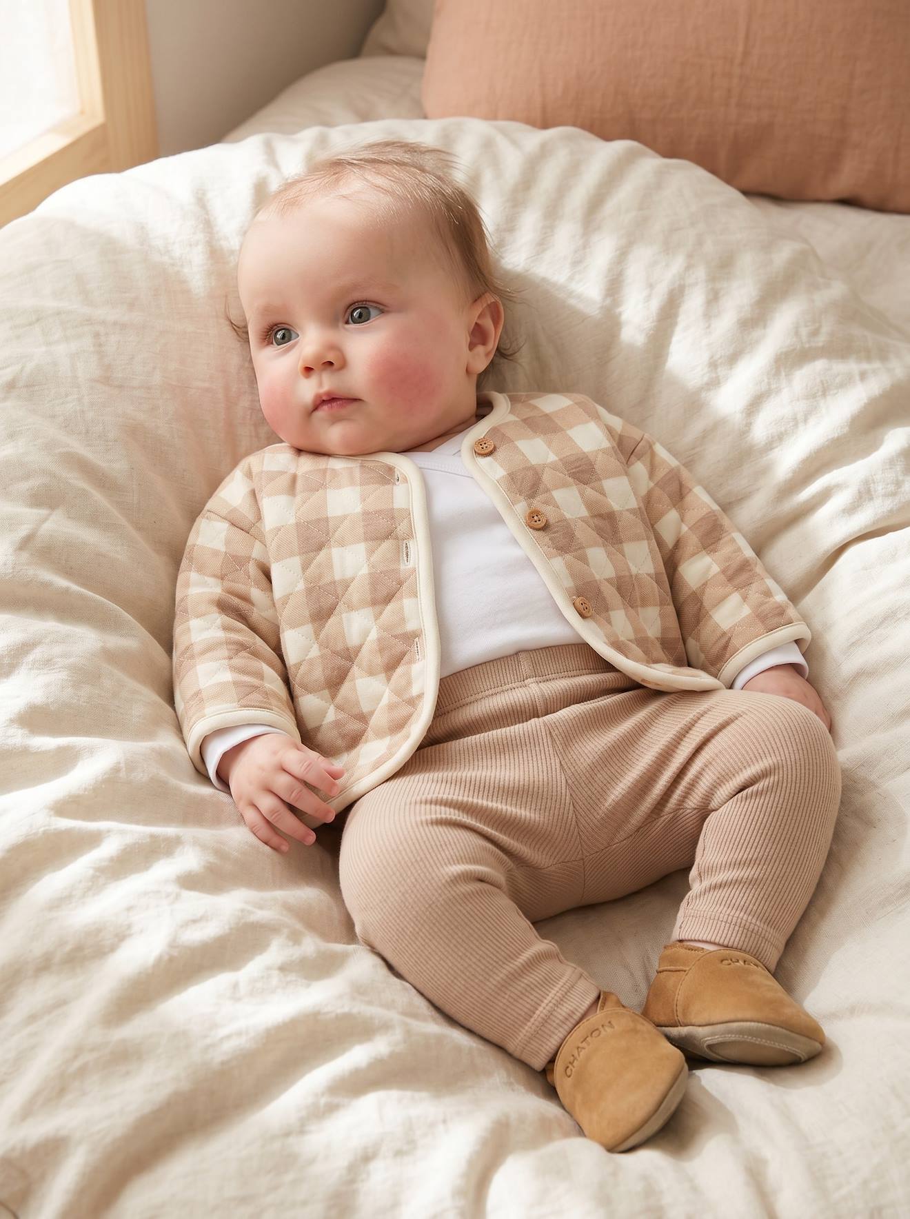 Lot 3 leggings bébé naissance écru (Vertbaudet) - Image 1