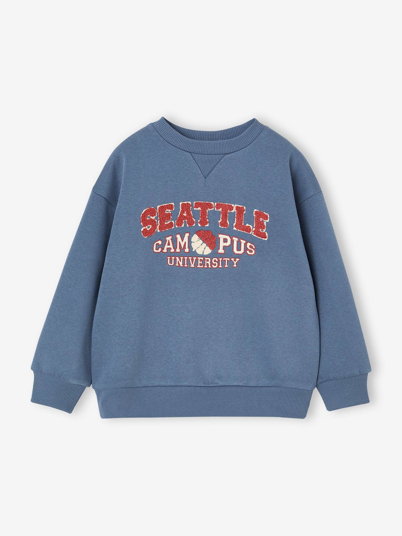 Sweat col rond garçon bleu jean