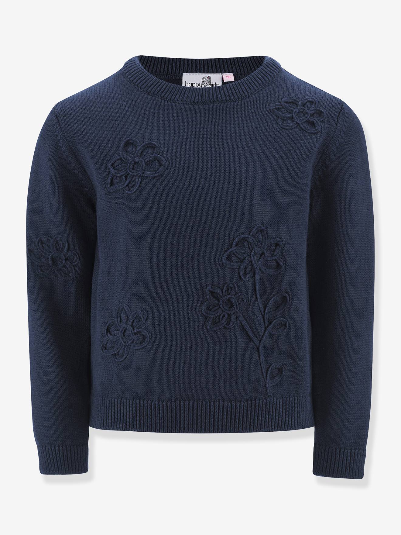 Pull avec fleurs fille Happy Girls marine Pull avec fleurs fille Happy Girls marine