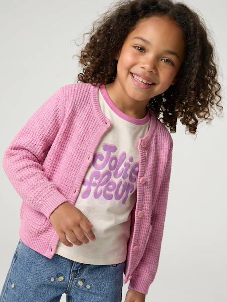 Gilet fille boutonné lilas 1 - vertbaudet enfant 