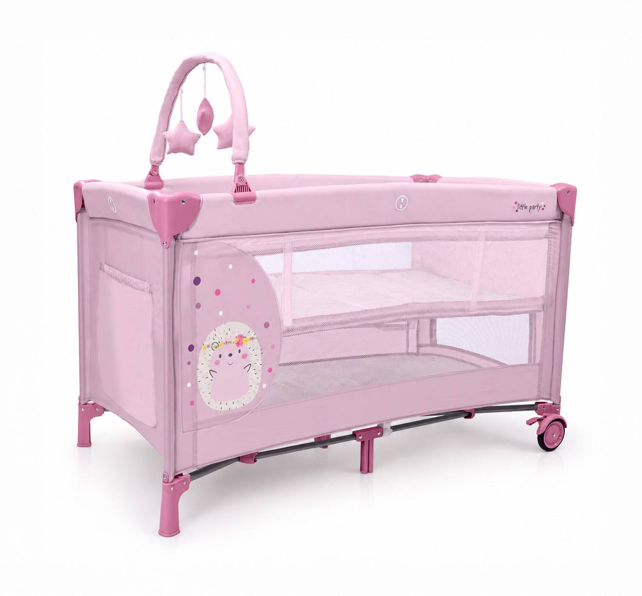 Lit Parapluie Double Hauteur Complet Duo Hérisson Rose