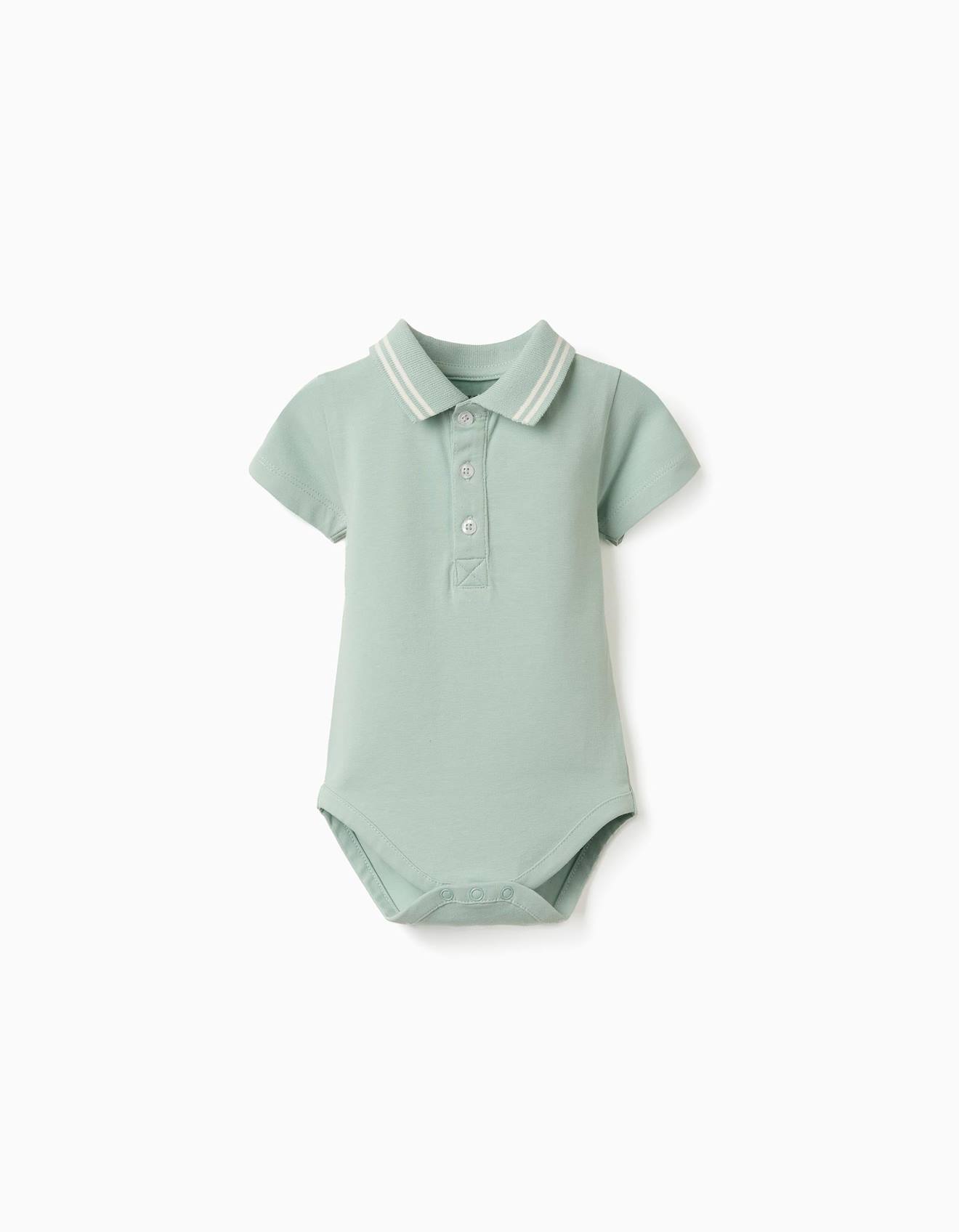 Body Polo En Coton À Rayures Vert Clair