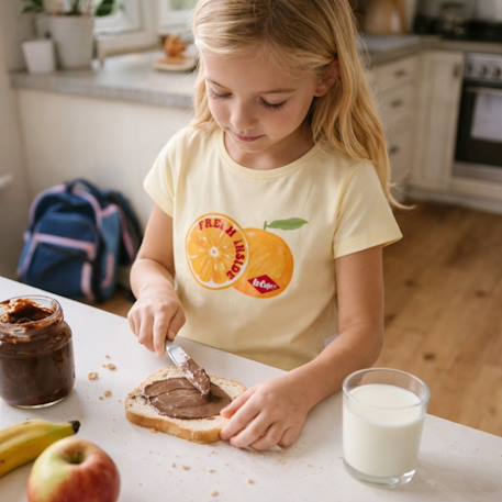T-shirt manches courtes avec dessin Beige+Blanc+Orange+Rose 2 - vertbaudet enfant 