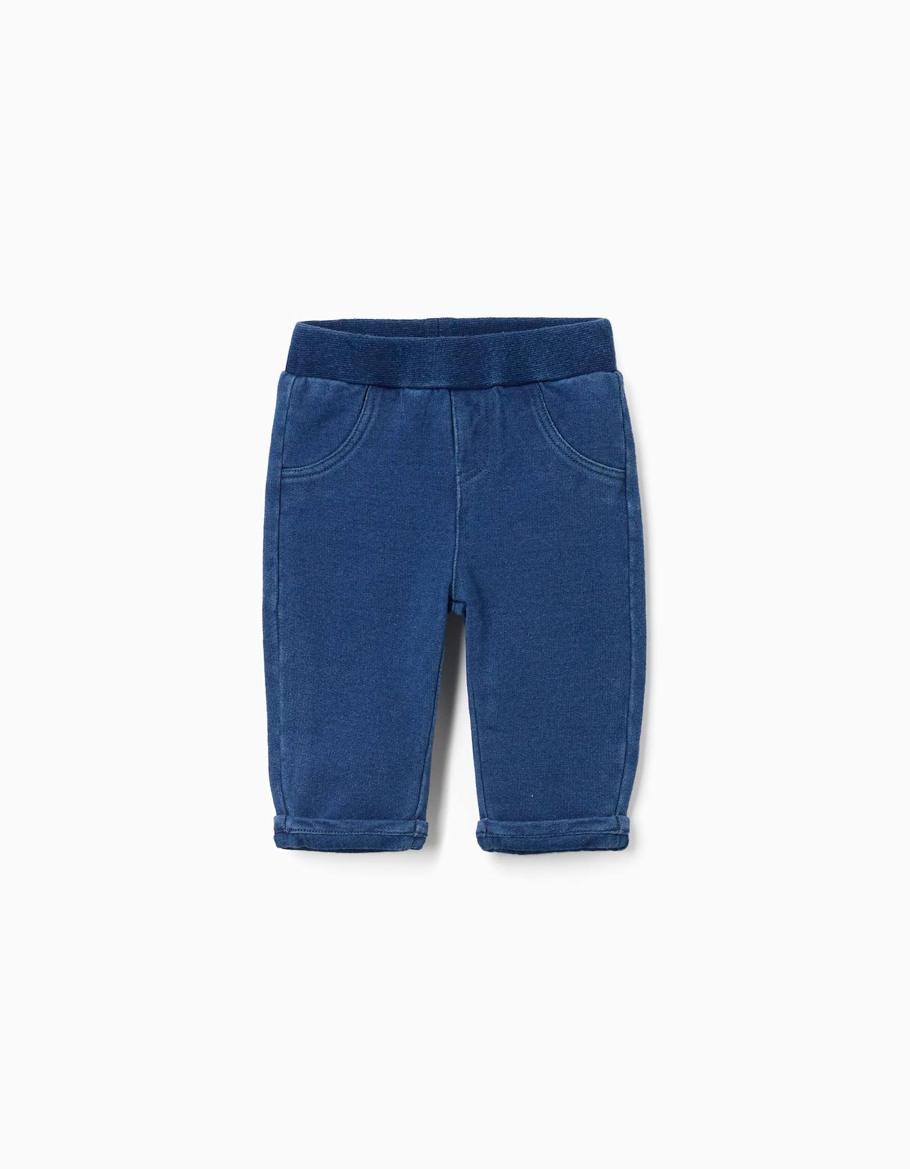 Jean En Coton Avec Poches Décoratives Bleu