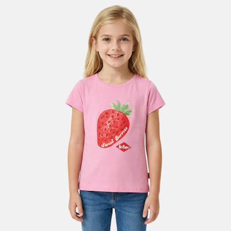 T-shirt manches courtes avec dessin Beige+Blanc+Orange+Rose 16 - vertbaudet enfant 