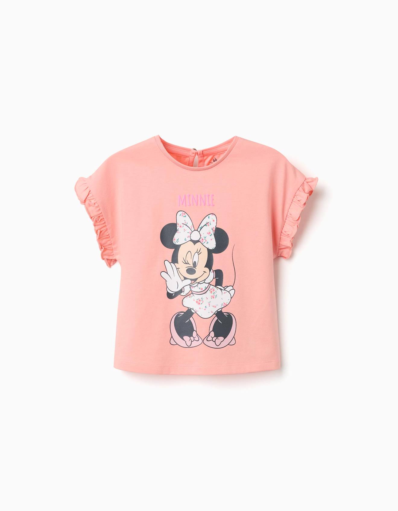 T-shirt En Coton Avec Imprim Minnie Et Volants Saumon 15 €