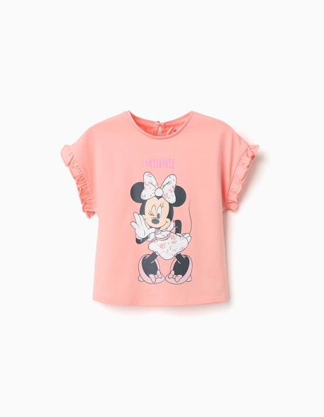 Bébé-T-shirt en coton avec imprimé minnie et volants