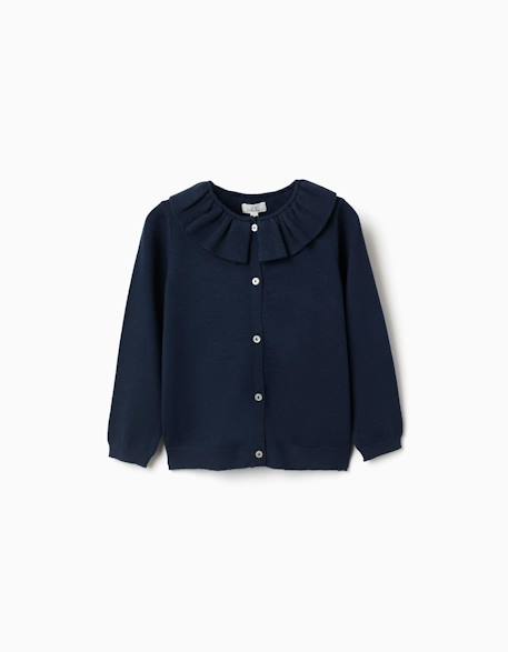 Fille-Pull, gilet, sweat-Gilet-Gilet en maille avec col à volants