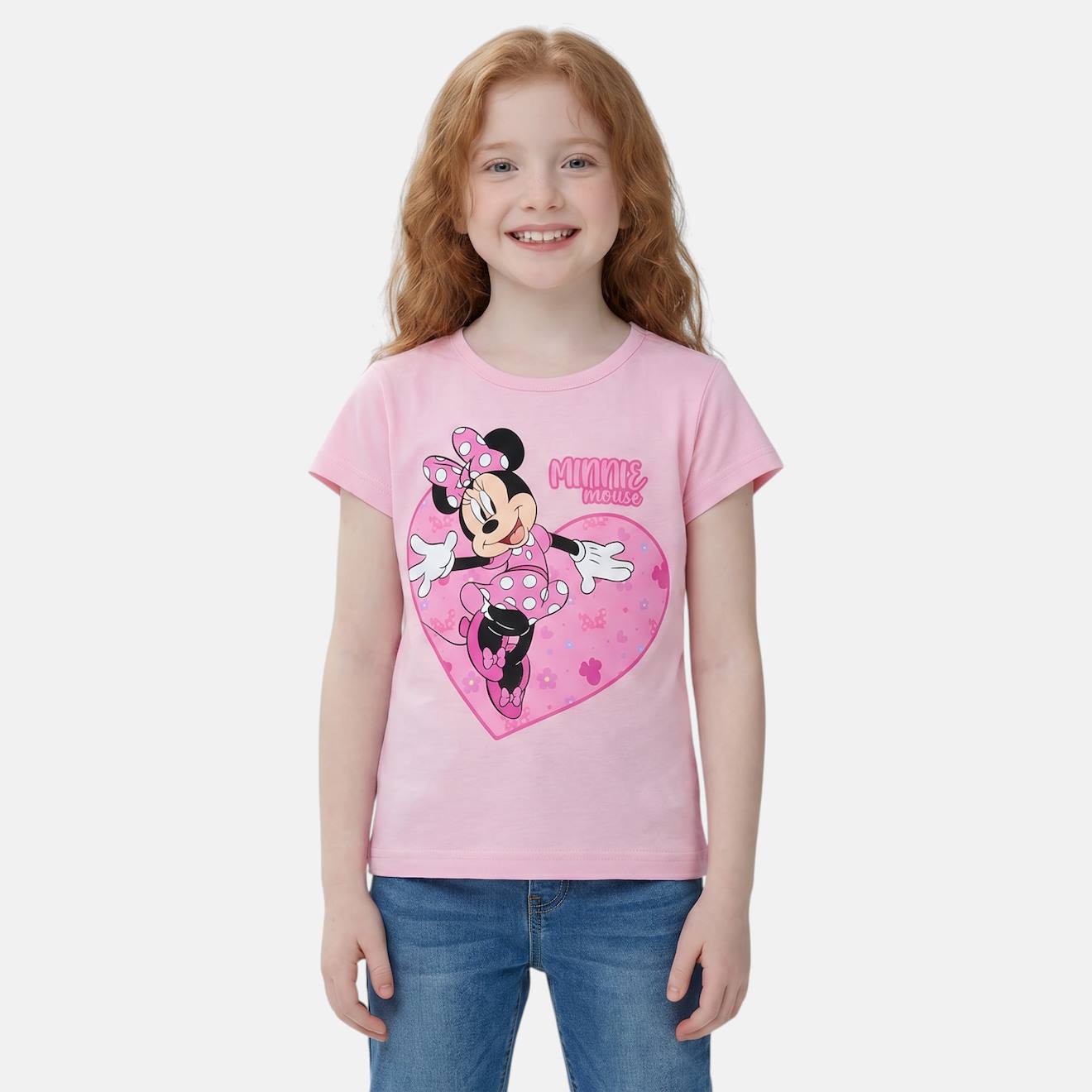 T-shirt Enfant Imprimé Minnie Rose Clair