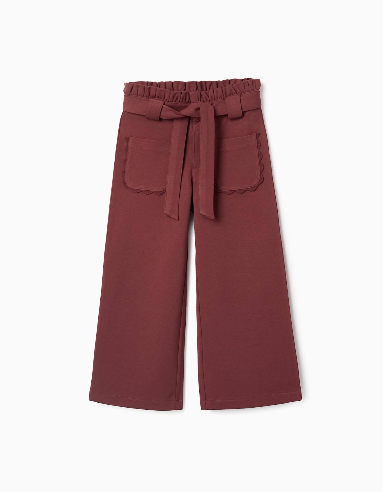 Pantalon À Jambe Large En Maille Milano Avec Ceinture Marrón