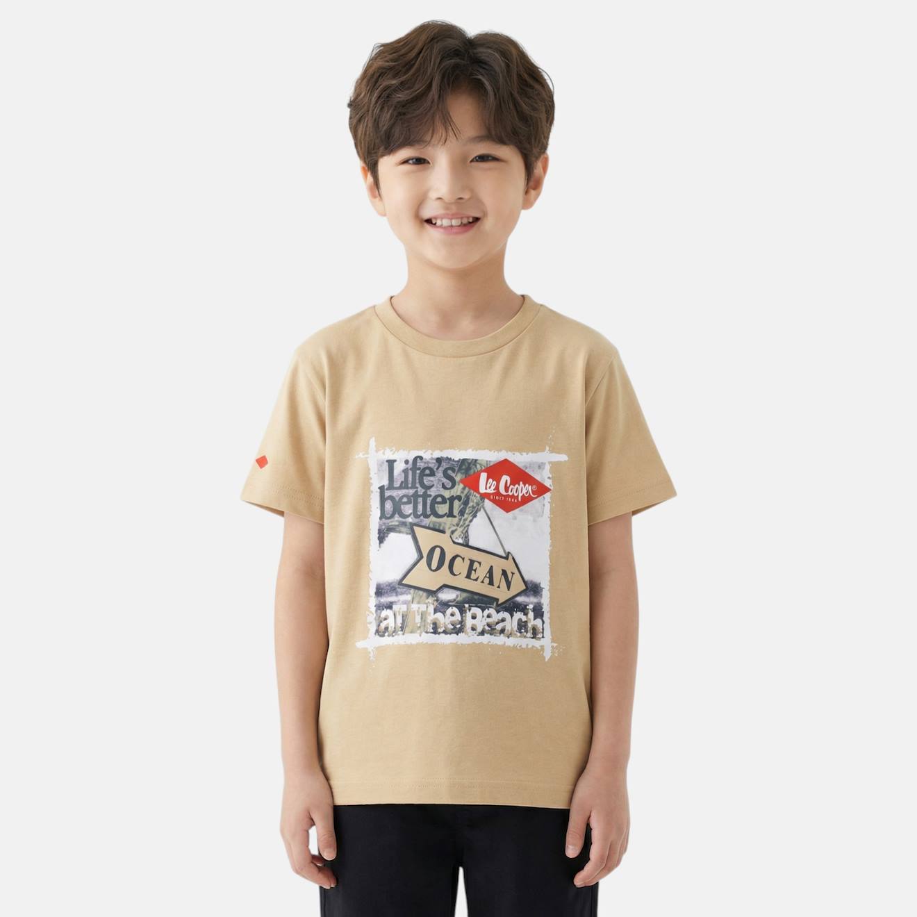 T-shirt Manches Courtes Garçon Avec Imprime Ocean Beige