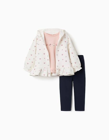Bébé-Ensemble de jogging 3 pièces en coton avec imprimé floral