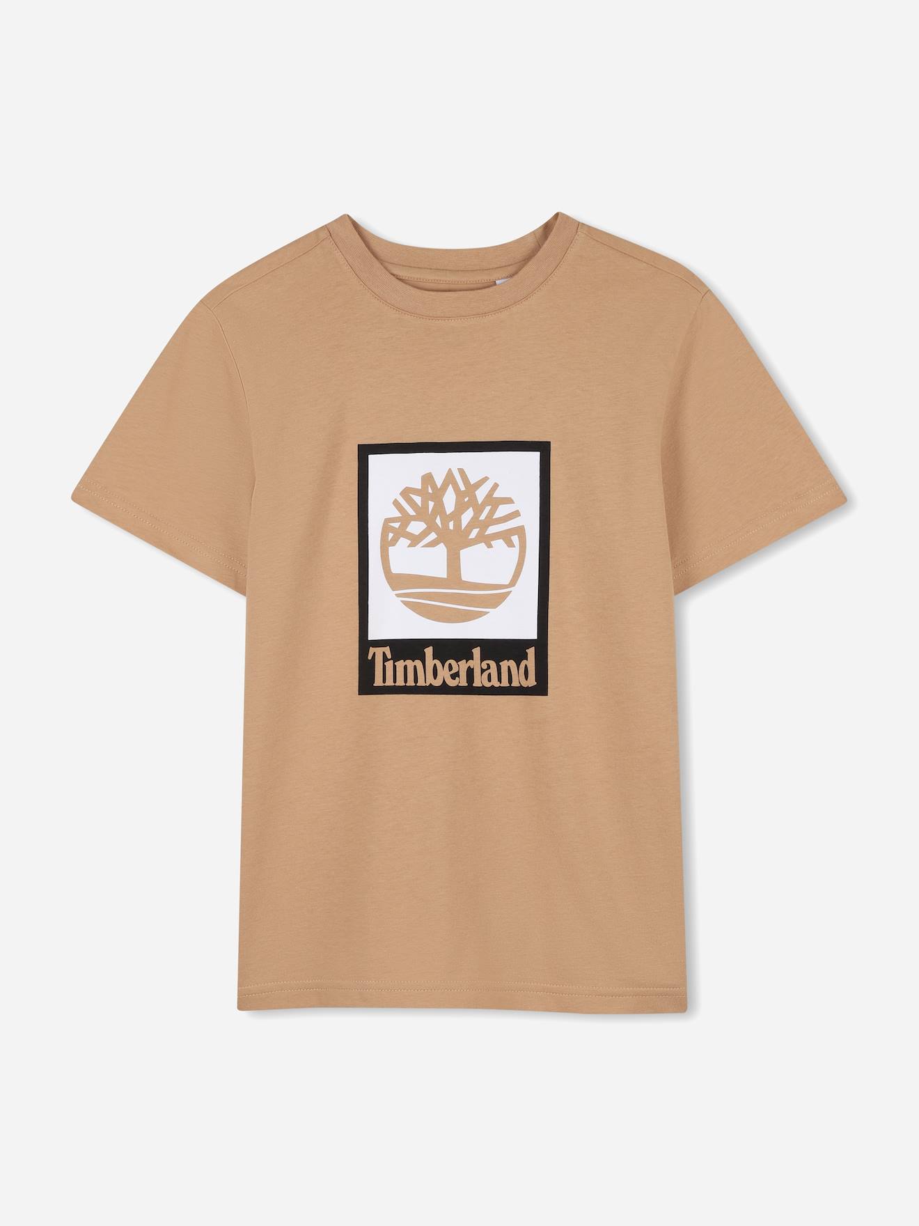 T-shirt Garçon Col Rond Marron Clair