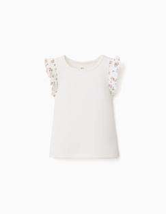 T-shirt en coton côtelé avec manches à volants  - vertbaudet enfant