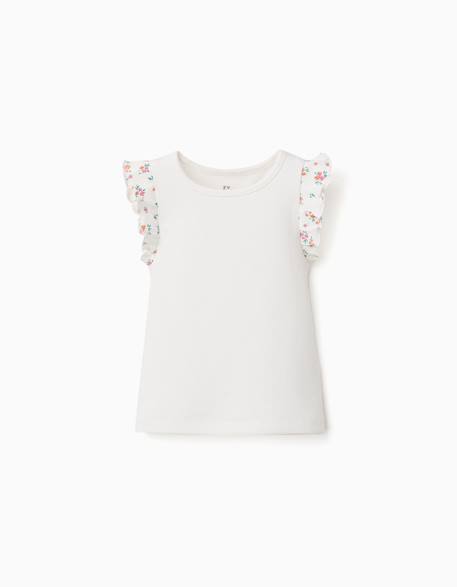Bébé-T-shirt, sous-pull-T-shirt en coton côtelé avec manches à volants
