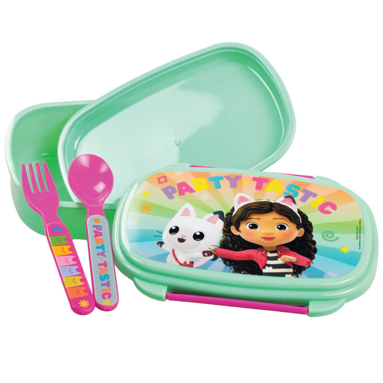 Boîte À Goûter Gabby Et La Maison Magique Avec Couverts, Pvc Étanche Vert