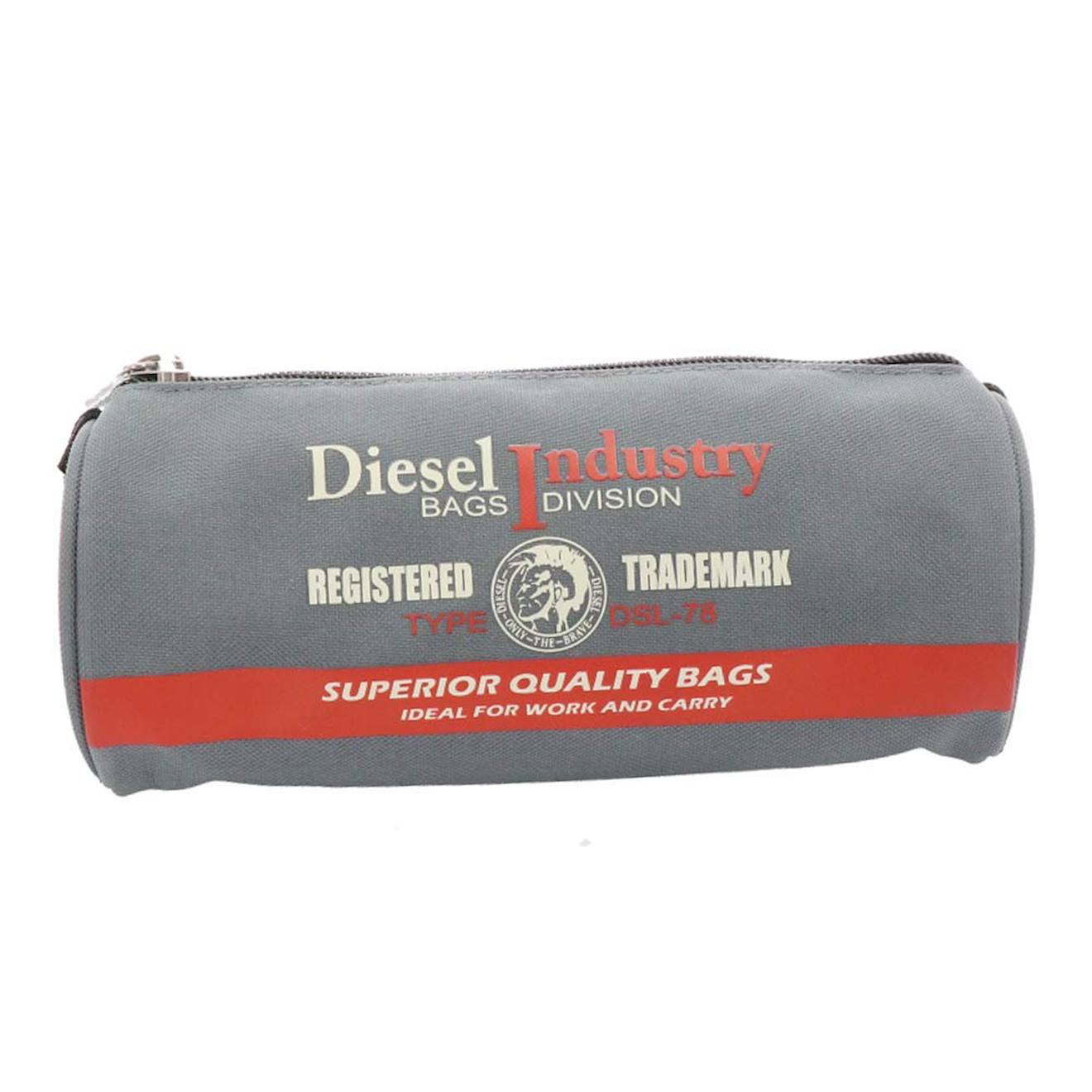 Trousse Cylindrique En Canvas Imprimé Diesel Industry Gris / Rouge / Blanc