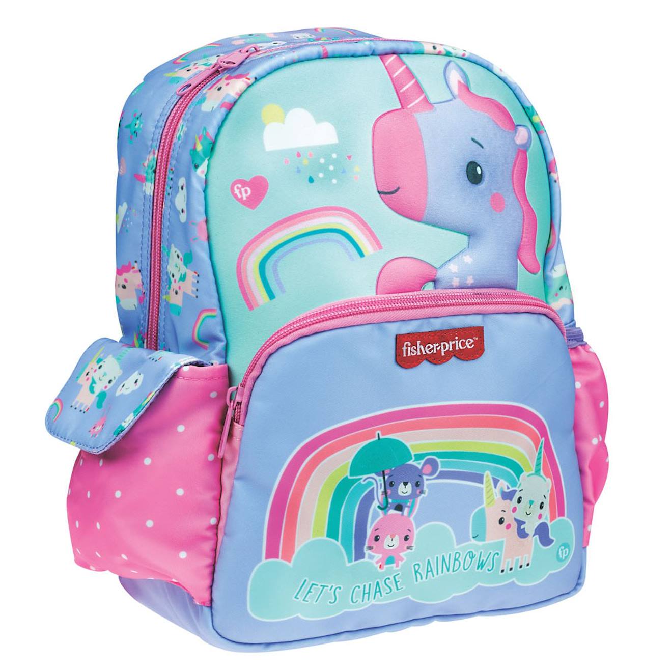 Sac Dos Maternelle Licorne En Tissu Synthtique Fisher-price Bleu Rose Clair Gris 24 €