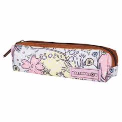 Jouet-Trousse rectangulaire fleurs en tissu et simili cuir marshmallow