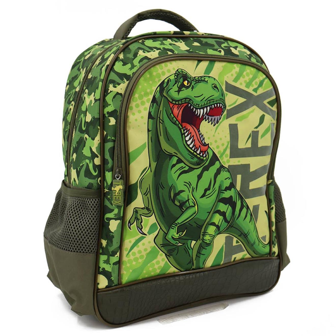 Sac À Dos Scolaire Dinosaure T-rex Motif Camouflage 41 Cm Vert