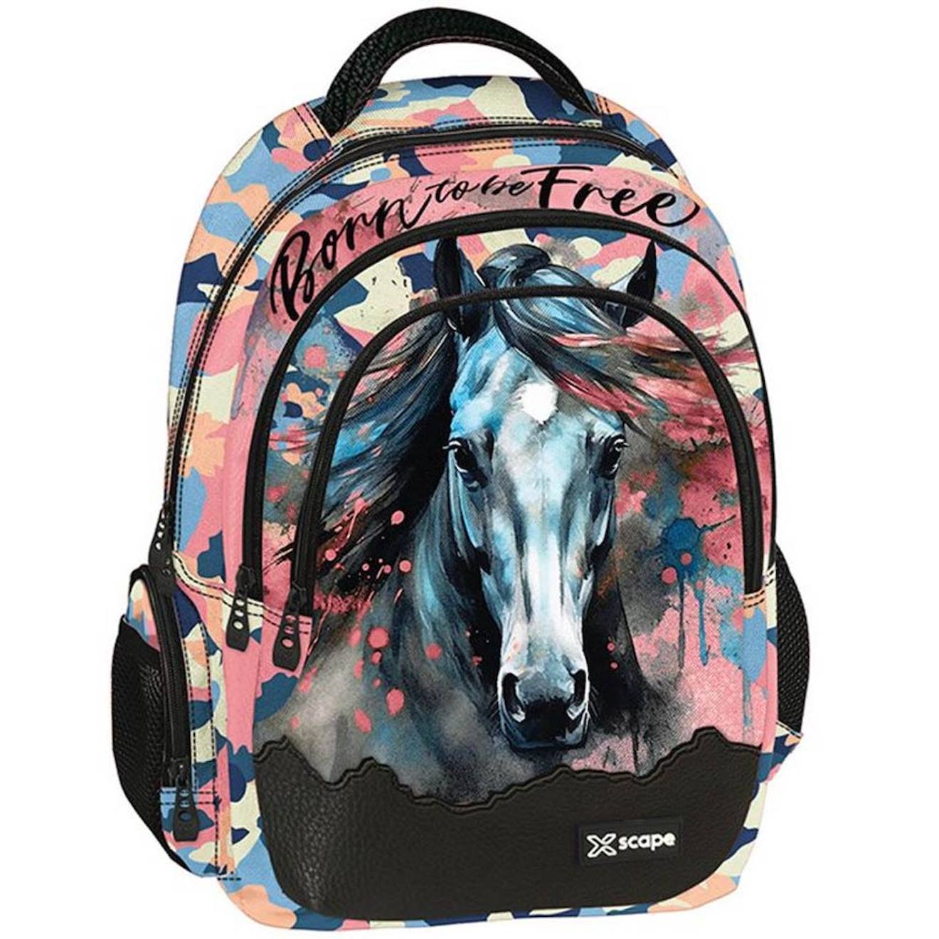 Sac À Dos 42 Cm Cheval Born To Be Free – 2 Compartiments Zippés Cheval Multicolore