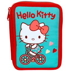 -Trousse zippée 2 compartiments hello kitty vélo 20 cm