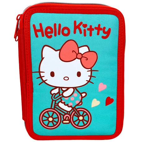 Fille-Accessoires-Fourniture scolaire-Trousse-Trousse zippée 2 compartiments hello kitty vélo 20 cm
