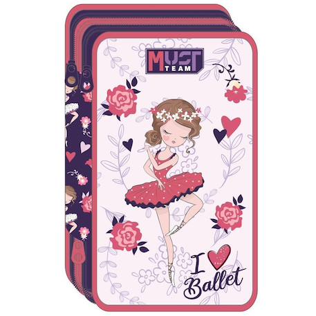 Trousse 3 compartiments triple zip ‘i love ballet’ – must  - vertbaudet enfant