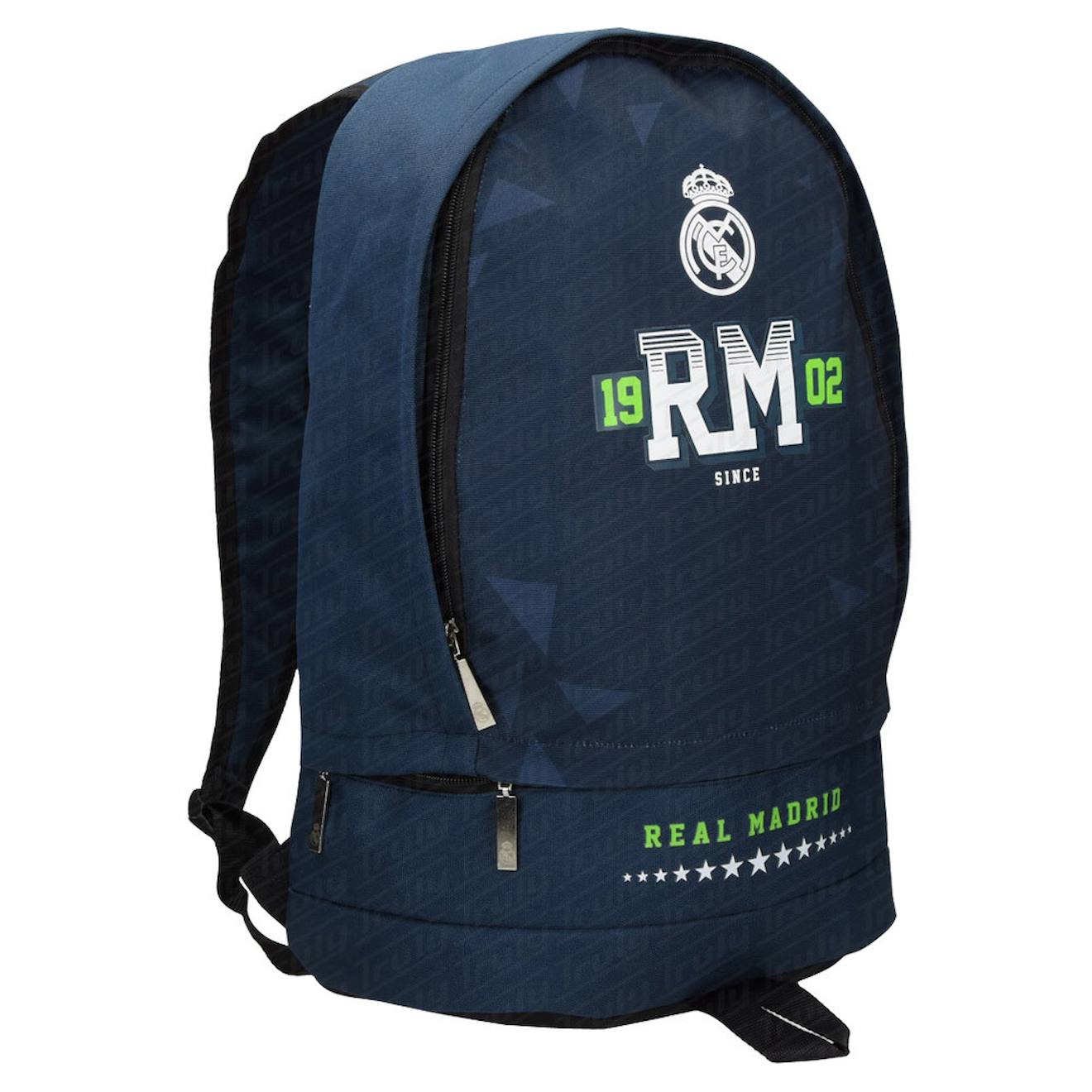 Sac À Dos Scolaire Real Madrid En Tissu Aspect Tissé Bleu Marine