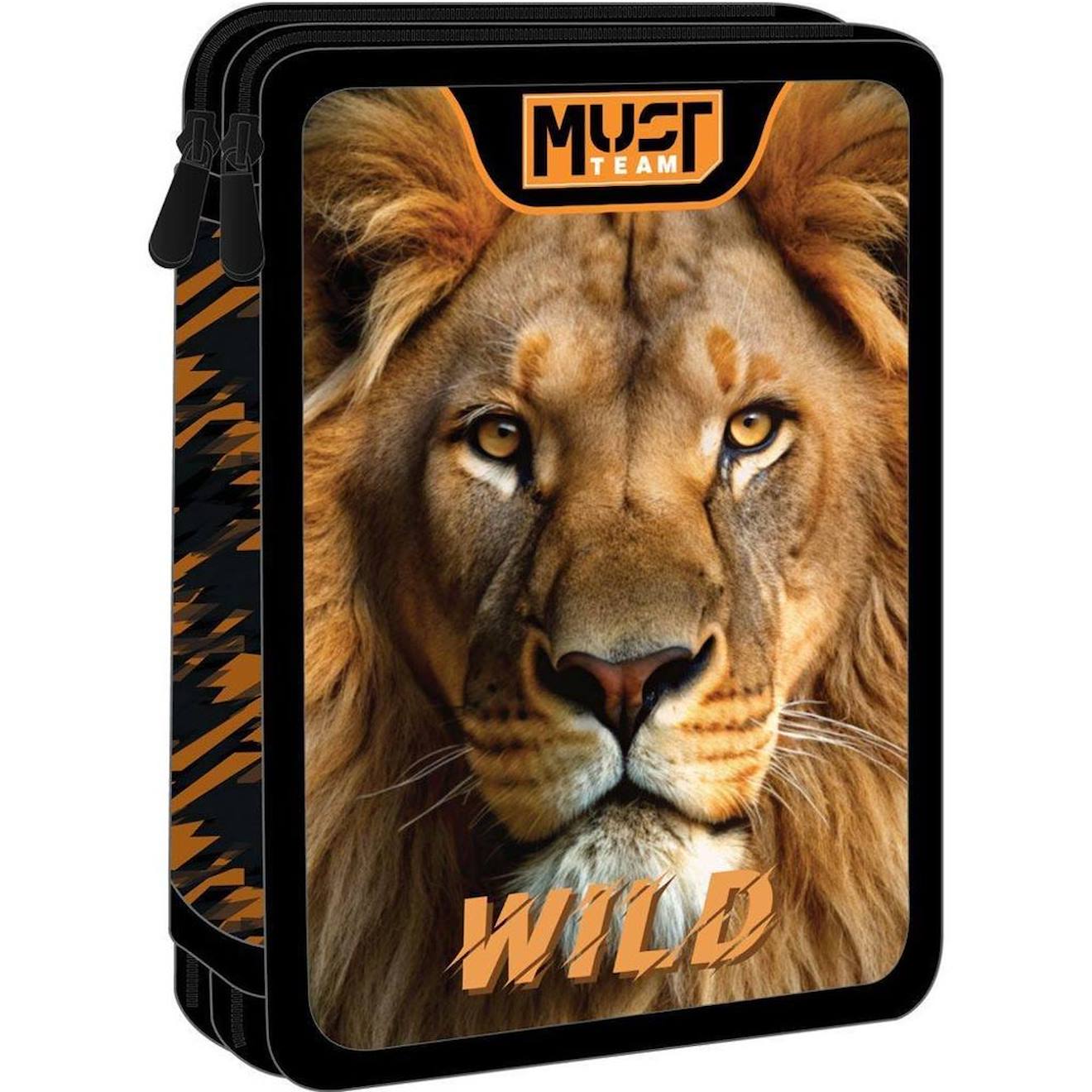 Trousse Garnie 2 Compartiments Must Team Wild Lion – 21x15x5 Cm Noir