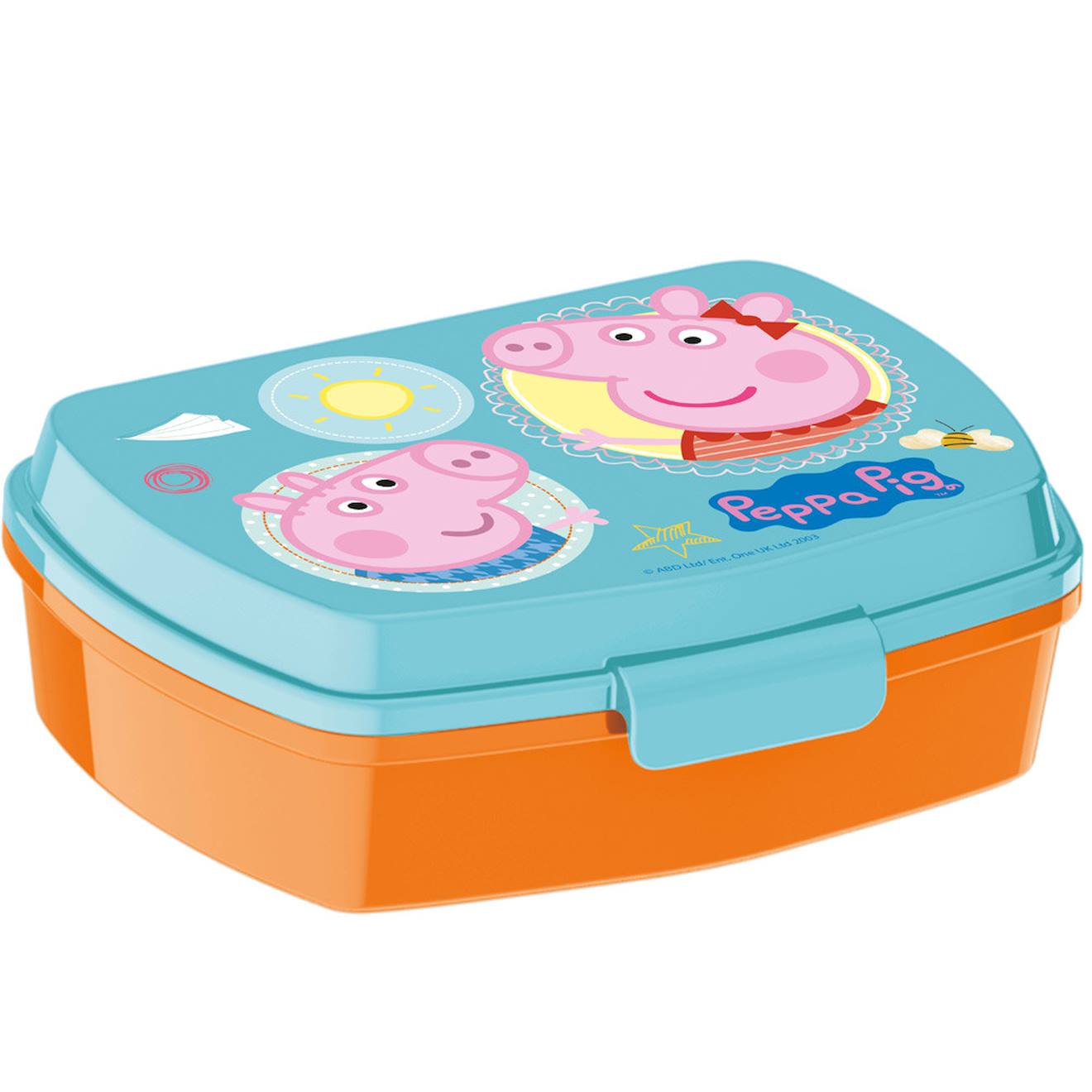 Boîte Goûter Pvc Peppa Pig – Couvercle À Charnière – 17 Cm Bleu / Orange / Clair