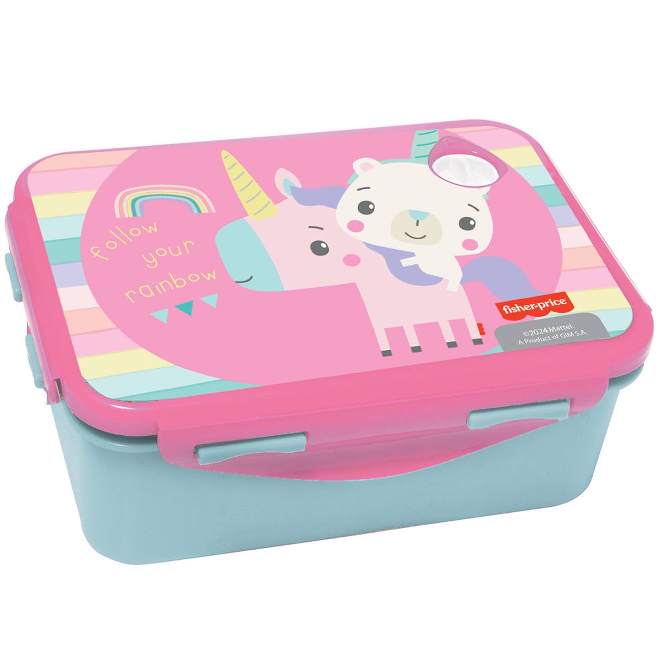 Boîte Repas Enfant Licorne Arc-en-ciel Fisher-price 17 X 12 X 7 Cm Rose/blanc/vert