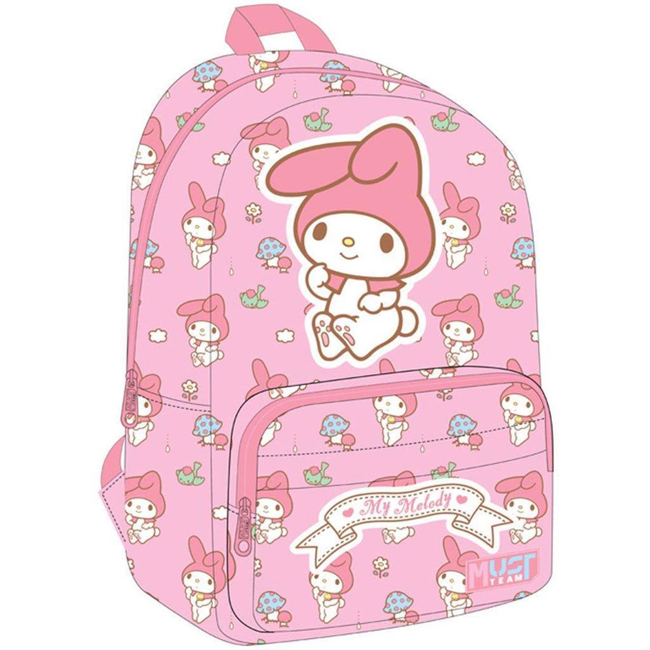 Sac À Dos Scolaire My Melody 22 L 41x29x17 Cm 2 Poches Zippées - Must Blanc / Rose / Clair / Blanc