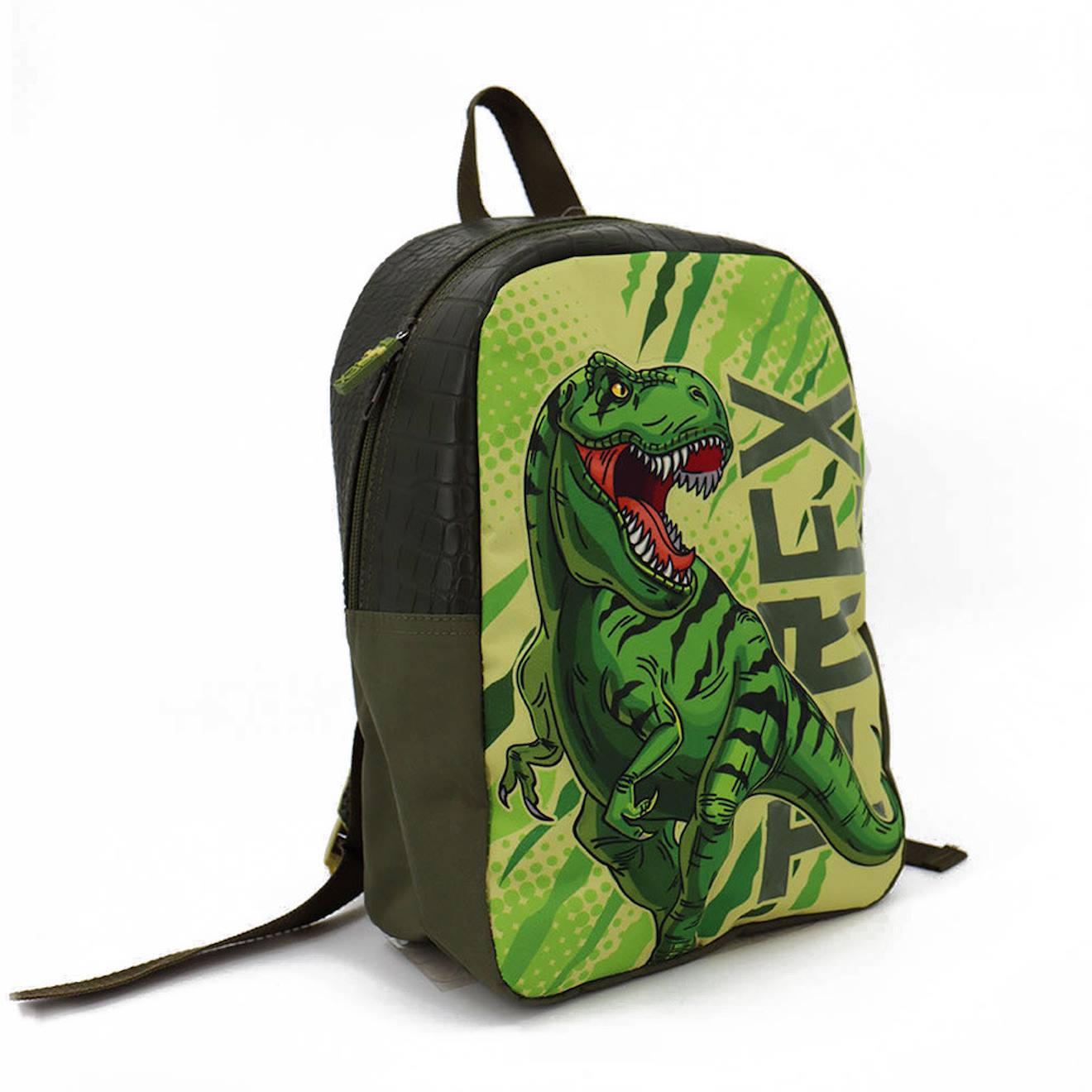 Sac À Dos Maternelle Imprimé T-rex En Textile Bleu / Vert / Clair / Bleu
