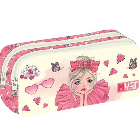 Trousse rectangulaire must team pretty girl à 2 compartiments zippés  - vertbaudet enfant