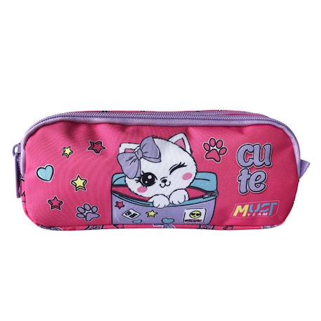 Trousse rectangulaire en toile motif chaton team love  - vertbaudet enfant