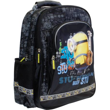 Garçon-Accessoires-Cartable, trousse-Sac à dos minions à panneau imprimé brillant et dos renforcé