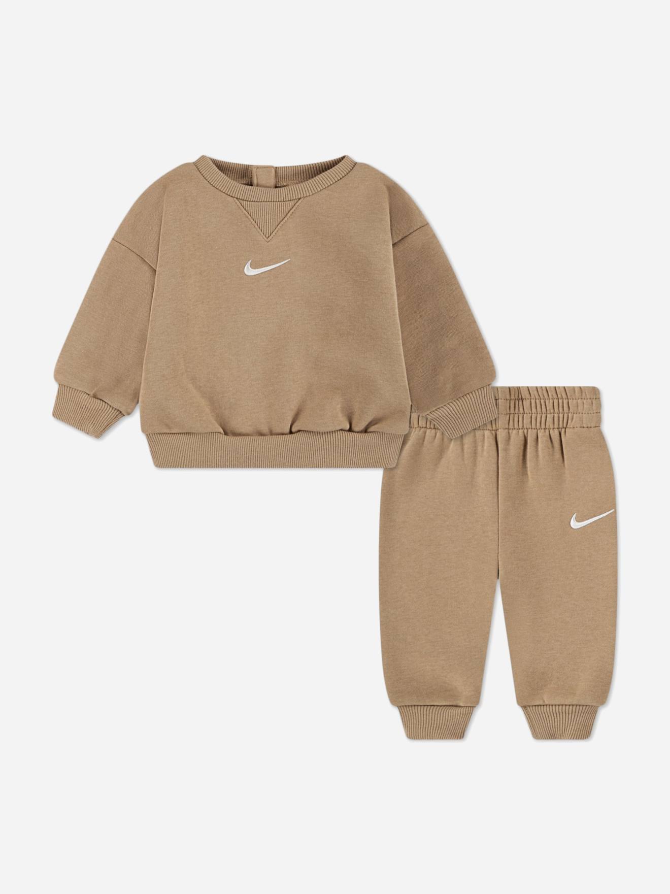 Ensemble Deux Pièces Pour Bébé Sweat À Col Rond Et Pantalon Confortable Beige Foncé