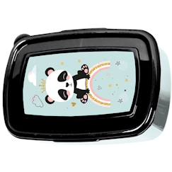 Puériculture-Repas-Vaisselle, coffret repas-Boîte à goûter rectangulaire pvc 18 cm panda happy days