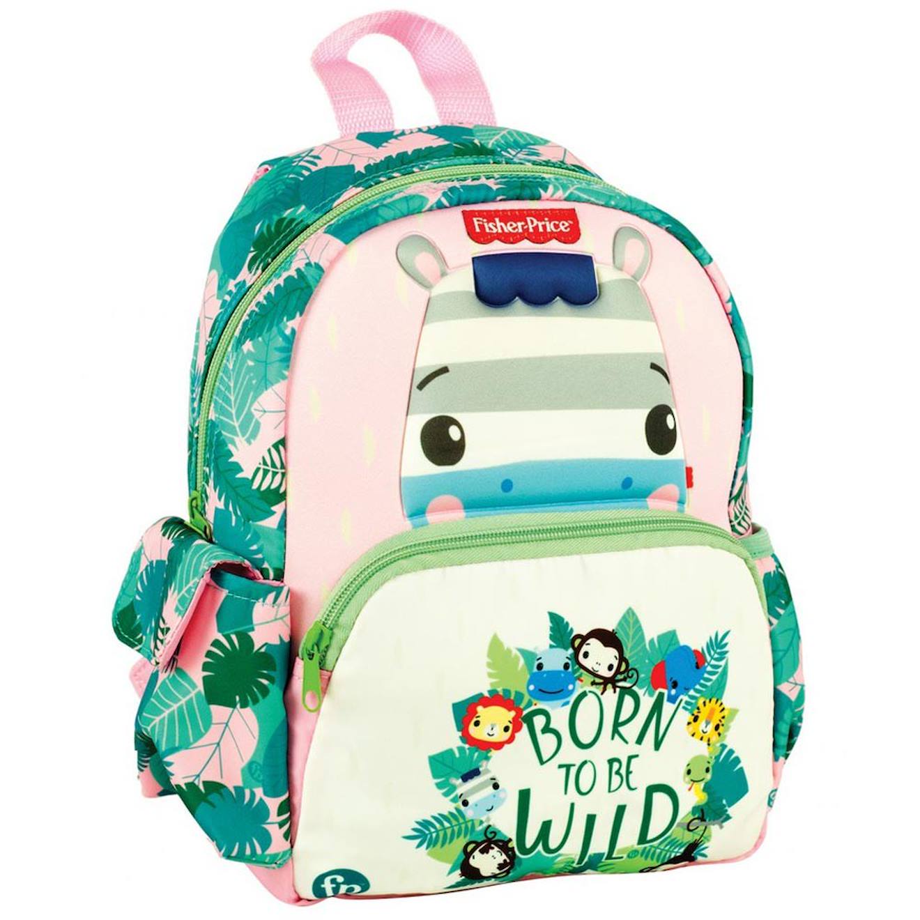 Sac À Dos Maternelle Zèbre En Tissu Doux Fisher-price Blanc / Rose / Clair