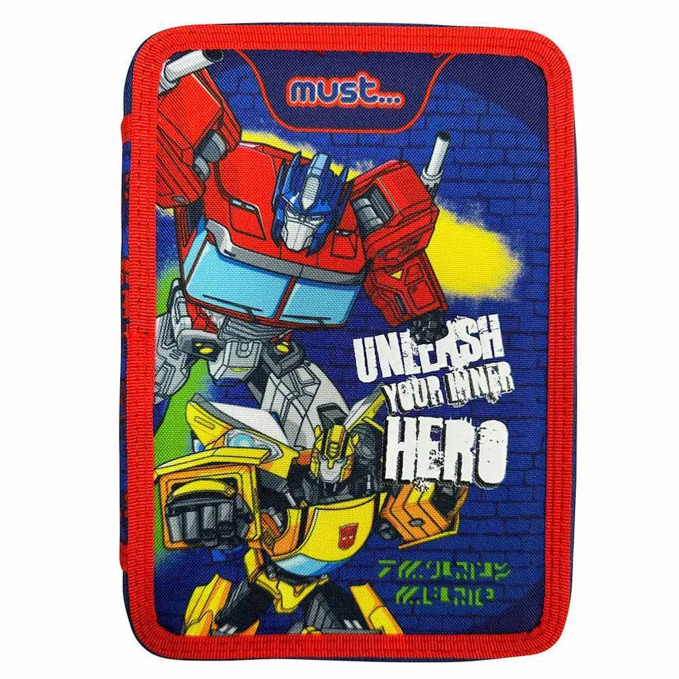 Trousse Double-étage Textile Avec Accessoires Transformers Bleu Marine