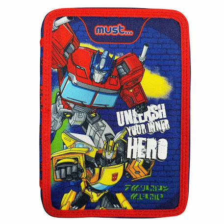 Garçon-Accessoires-Cartable, trousse-Trousse double-étage textile avec accessoires transformers