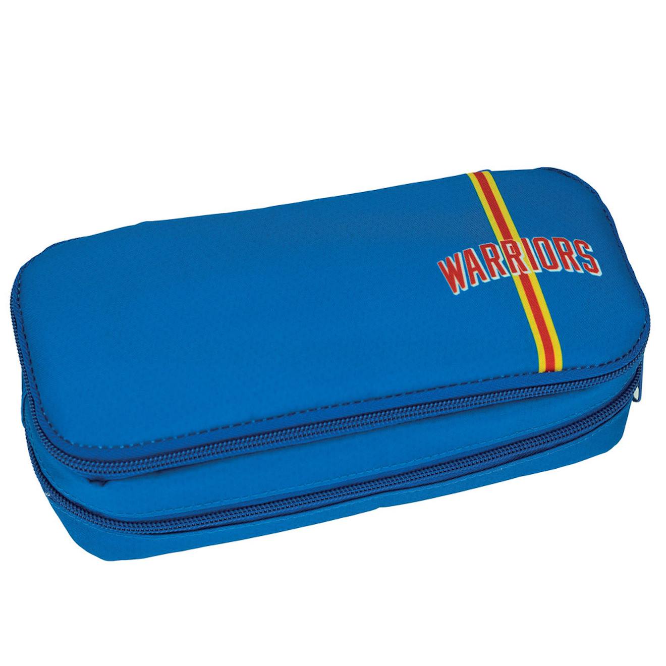 Trousse 2 Compartiments Zippés Nba Basket Warriors Golden States 21 Cm Bleu