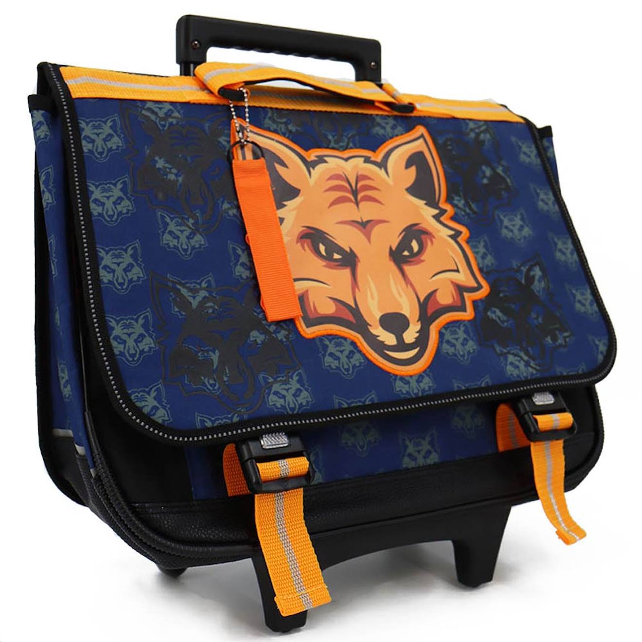 Cartable À Roulettes Renard Pour Enfant De Primaire 41 Cm Bleu / Orange