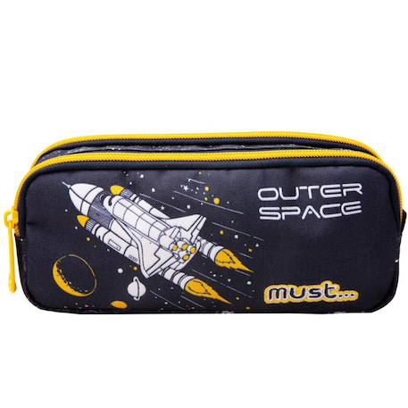 Trousse rectangulaire à fermeture zippée 21 cm 2 compartiments espace  - vertbaudet enfant
