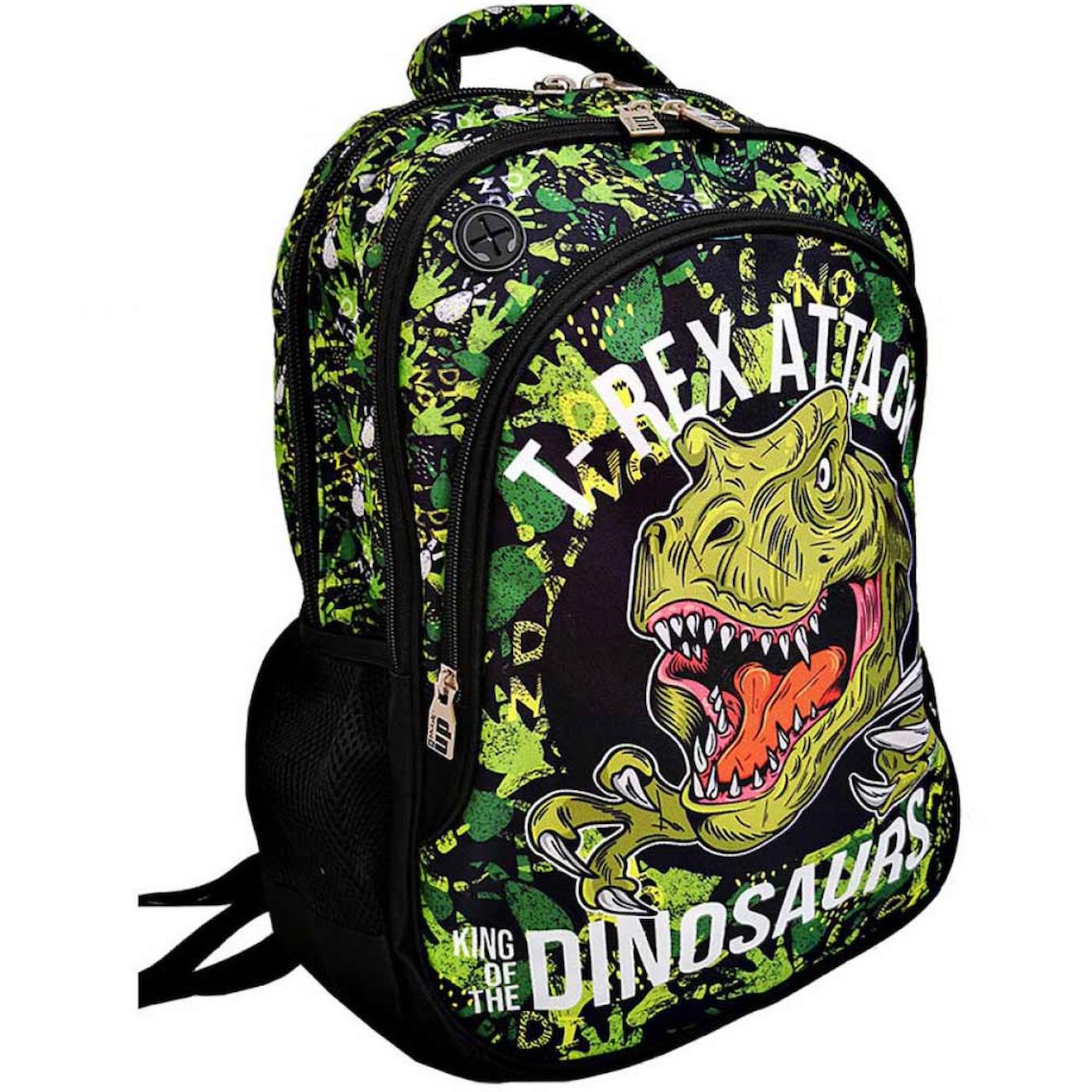Sac À Dos Enfant Dinosaure T-rex 45 Cm Blanc / Vert / Noir
