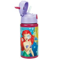 Puériculture-Gourde aluminium la petite sirène ariel 500 ml avec paille disney princess
